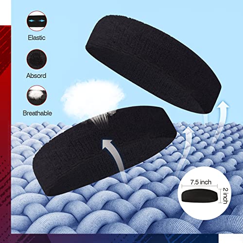Image of Mens Sweat Bands - Terry Cloth Sport Headbands for Men - Workout Headbands for Women - Running Headband -Tennis Athletic Sweatband for Cycling, Basketball, Yoga, Fitness