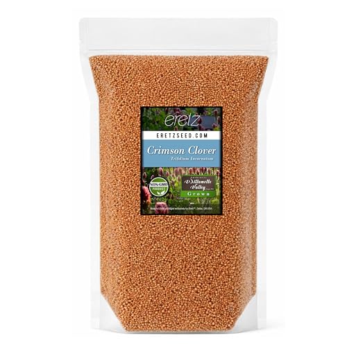 Crimson Clover Seed by Eretz (3lb) - Choose Size! Premium Willamette Valley, Oregon Grown Non-GMO...