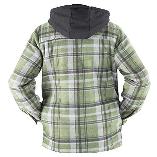 Image of Facitisu Men Flannel Jackets with hood Heavyweight Plaid Jacket hoodie Zipper Warm Thick Winter Coat Green 3XL