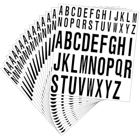 Mailbox Letters, Vinyl Letter Stickers, H2MTOOL 14 Sheets 2 inch + 1 inch Adhesive Alphabet Stickers for Mailbox, Signs, Doors, Windows, Cars, Business, House Address (Black) Cover