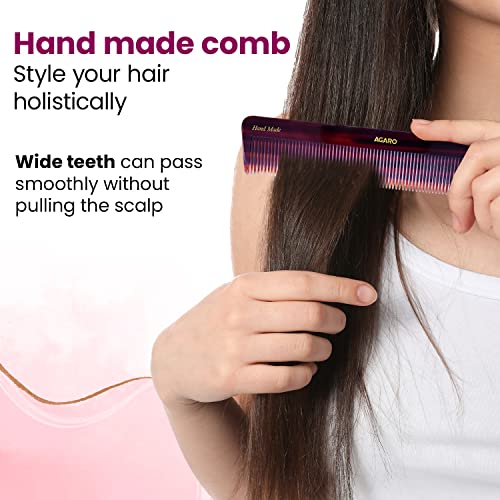 AGARO Hand Made Comb, All Fine Tooth Dressing Comb, Smooth Rounded Teeth, Hair Styling, Grooming, Hair Brushing, Hair Dressing, Cellulose Acetate... - Image 2