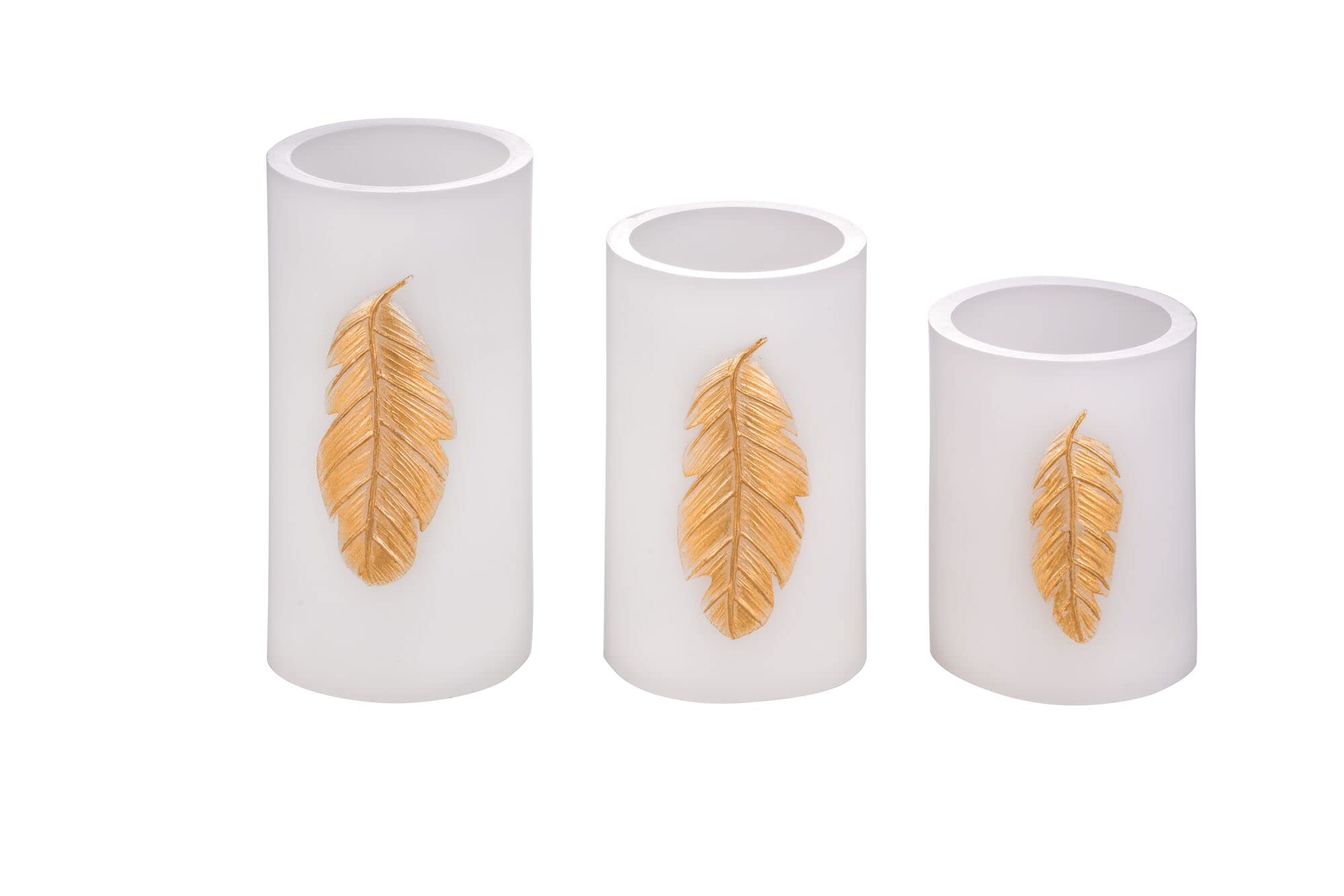 Pauleen 48248 Golden Feather Candle Wax Candle with Battery and Timer Function 6H Timer White/Gold