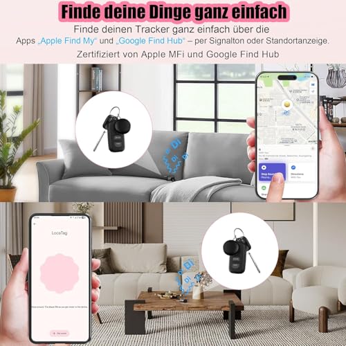 2026 Air Tracker Smart Tag für Android & iOS-4er Pack, Neu Dual-System Bluetooth Tracker kompatibel mit Apple Wo ist? & Android Google Find Hub, Schlüsselfinder für Schlüssel/Geldbörse/Fahrrad/Koffer