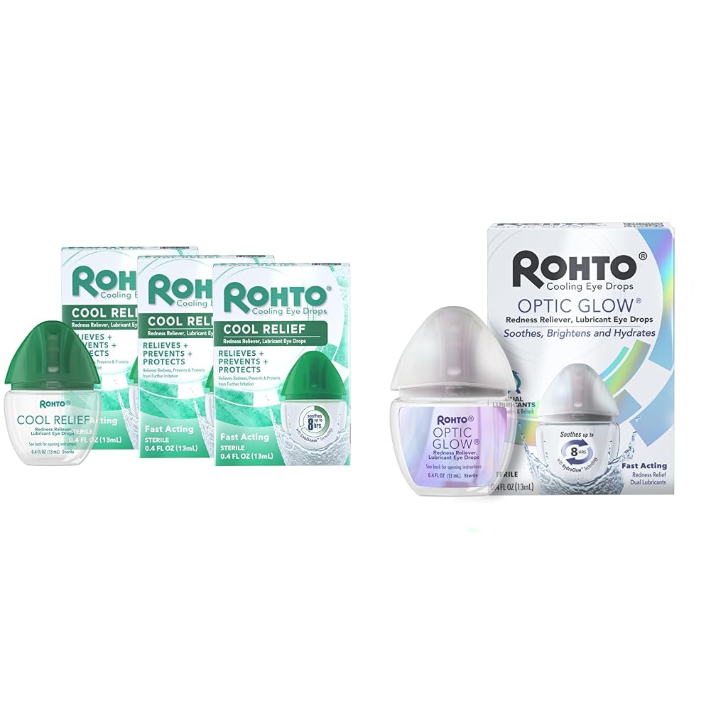 Rohto Cool Relief Eye Drops Pack of 3 Optic Glow Redness Reliever Eye Drops Bundle