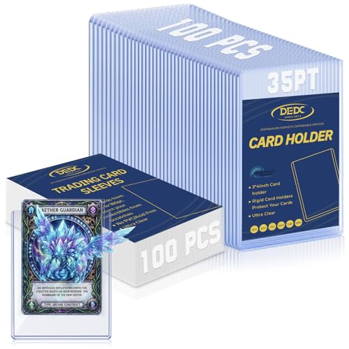 DEDC 200 Top Loaders Card Load Holder Storage for Trading Cards Sports Soft Penny Sleeves Hard Plastic 35 Point Protective 3 x 4 Toploaders Rigid Collectibles