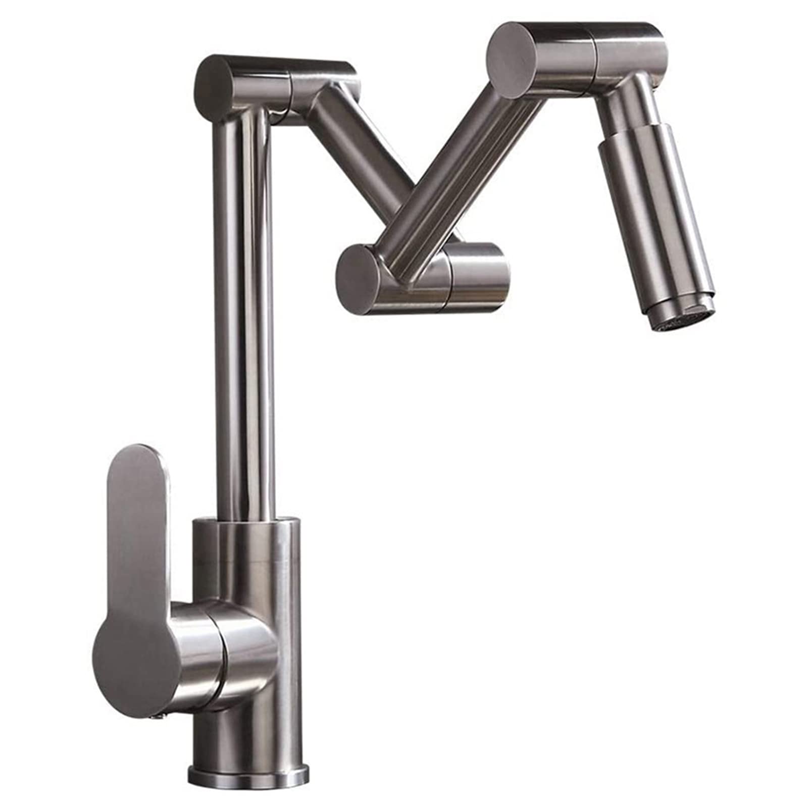 Lmysxaoz Pot Filler Faucet Deck Mounted, Rotate Folding Kitchen Sink 304 Stainless Steel, Single Handle One Hole Hot And Cold Water Mixer Tap, Brushed Nickel