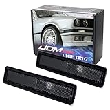 iJDMTOY Euro Smoked Lens Bumper Side Marker Lamp Housings Compatible With BMW E30 3 E34 5 Series, etc, Replace OEM Amber/Red Sidemarker Lamps