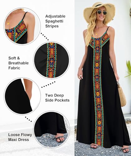 Image of Wolddress Womens Maxi Dress with Pockets 2026 Casual Strap Plus Size Loose Plain Long Office Summer Beach Travel Dresses S-5X