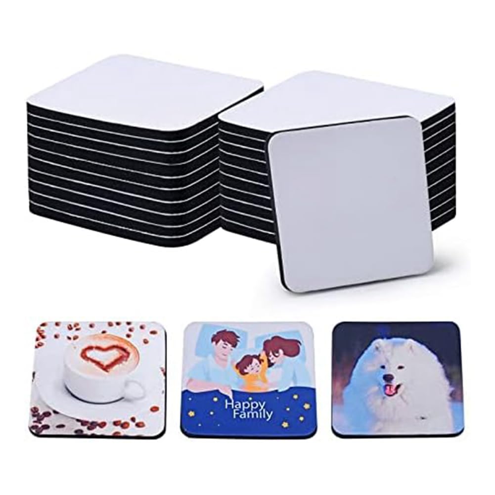 CTRLZS 20PCS Square Sublimation Blanks Coasters,3.5 X 3.5 Inch/5MM for Thermal Sublimation