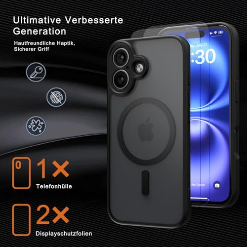 CLFZON für iPhone 16 Hülle (Kompatibel mit MagSafe), Schwarz – Ansicht 2