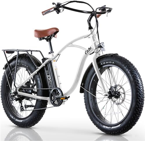 Elevate Cabo Beach Cruiser Electric Bike for Adults - 24”x4” Fat Tire Electric Bike - 60 Mile Range 20MPH 48V 500W Motor E-Bike 11.6Ah - UL2849 Certified Ebike Adult Electric Bicycles for Men & Women