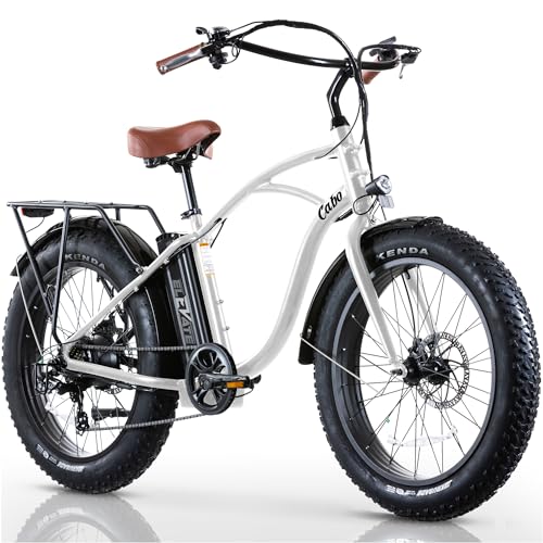 Elevate Cabo Beach Cruiser Electric Bike for Adults - 24”x4” Fat Tire...