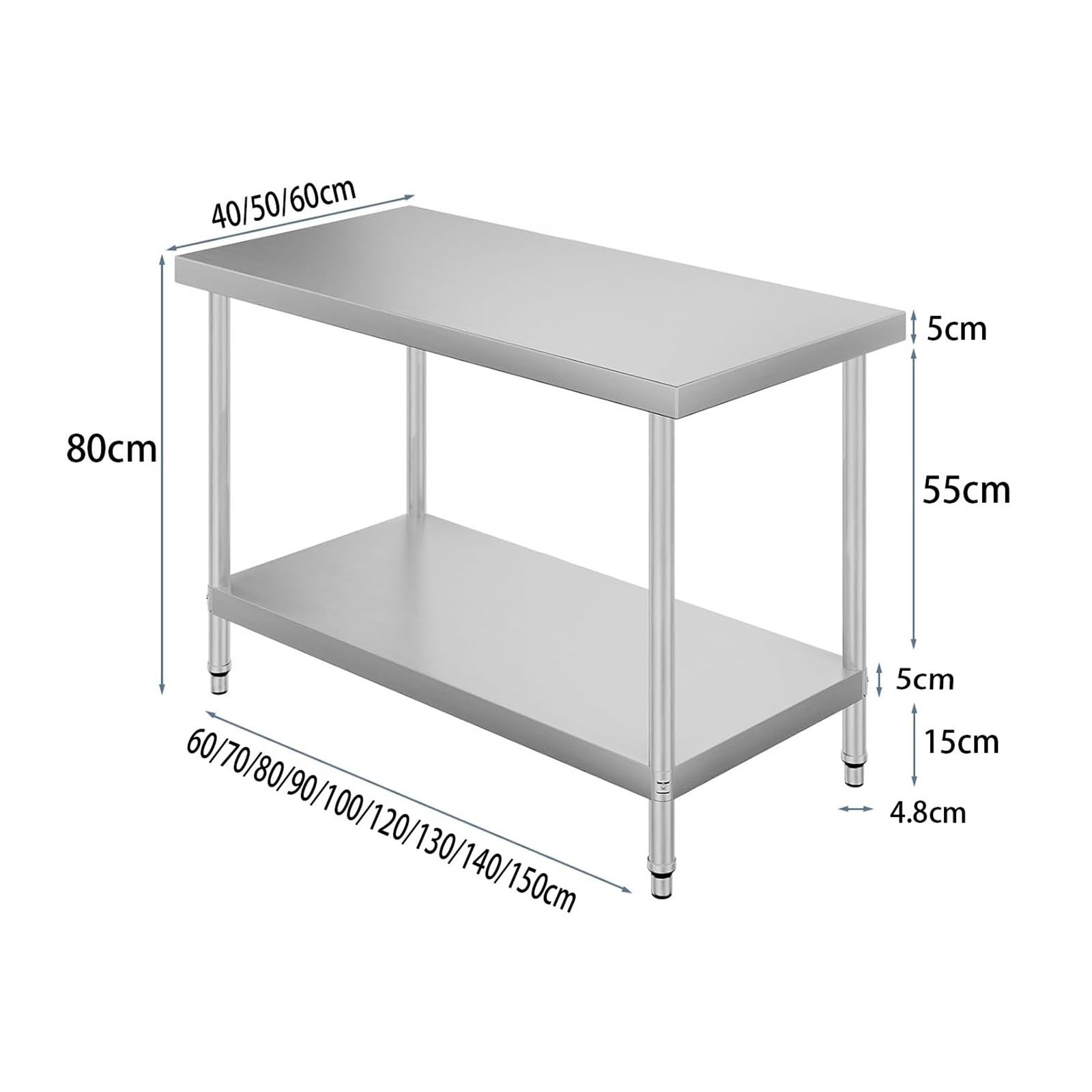 "Mesa De Cocina De Acero Inoxidable" Mesa De Preparación De Acero Inoxidable For Cocina, Catering, Mesa Comercial, Banco De Trabajo De Preparación De Alimentos, Mesa De Preparación De Alimentos Resis