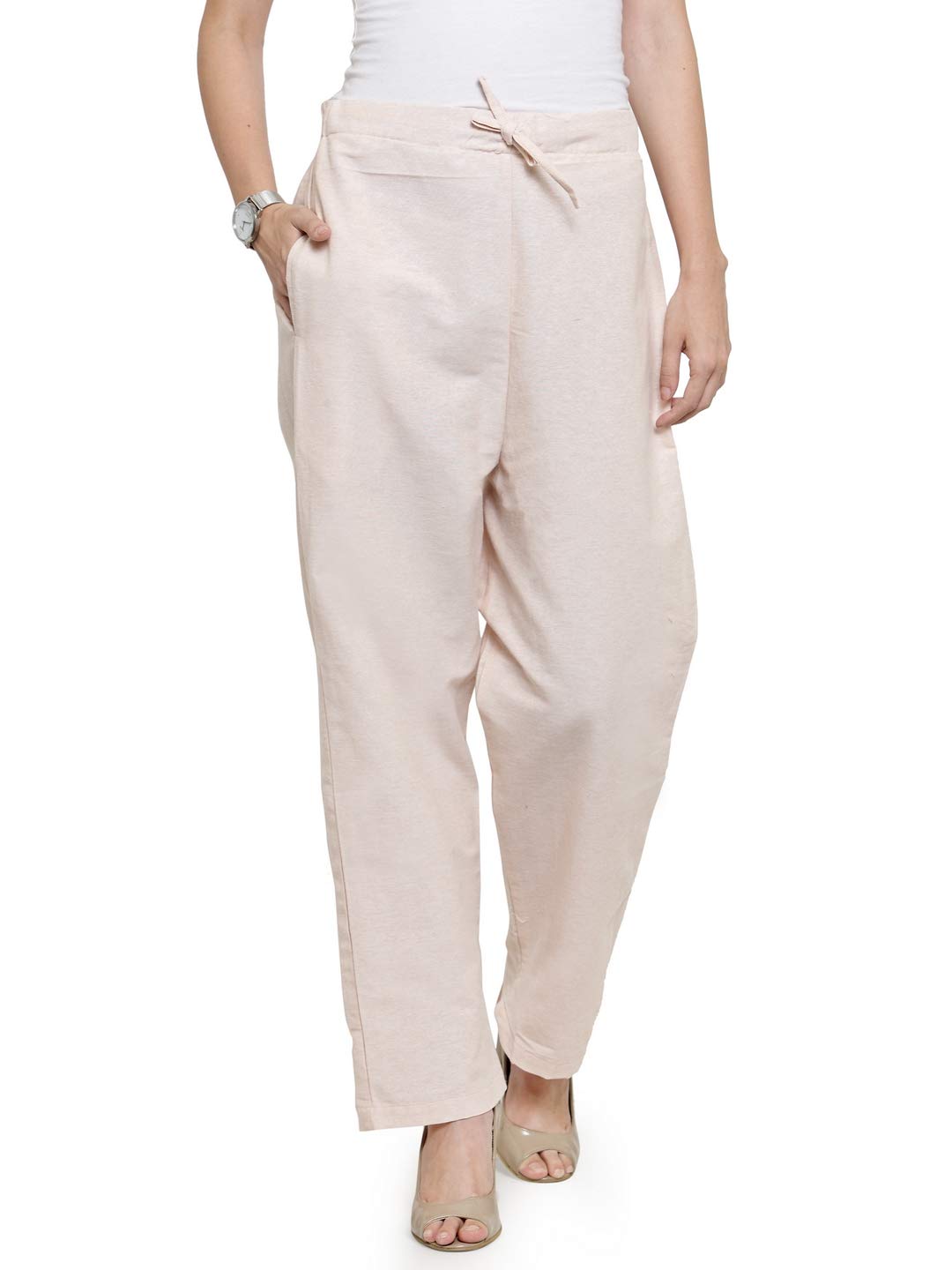 aarsha Women's Cream Solid Cotton Pants (XS to 7XL)-picture-41