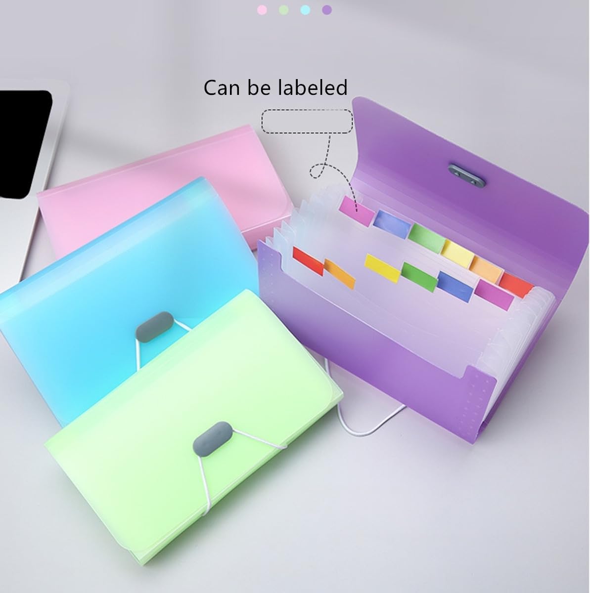 ESUPPORT Expanding File Organizer with 13 Pockets Mini Accordion File Folders for Storage Invoice Cards Coupon Tickets Receipt Document A6 Size Paper,Pack of 4(Pink)
