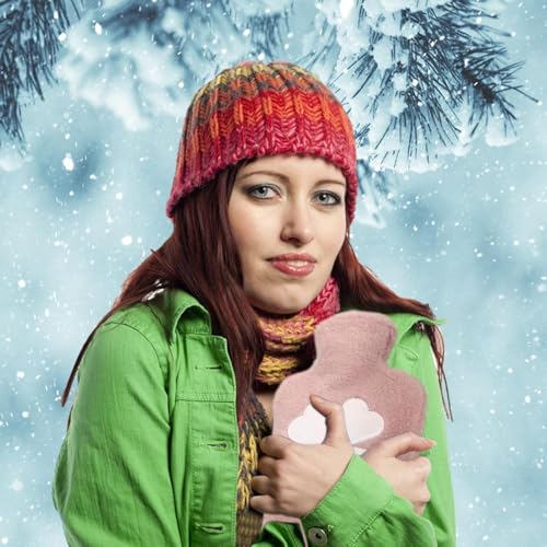 Image of Nuvex Hot Water Bottle with Soft Plush Cover 1000ml, Reusable Rubber Hot Water Bag, Heating Pad for Period Cramps, Pain Relief, Neck, Hand & Bed Warmer, Hot & Cold Therapy For Home & Travel (Pink)