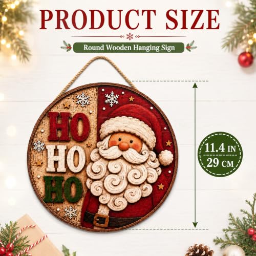 Image of Christmas Decorations - Santa Claus HO HO HO Welcome Sign for Front Door