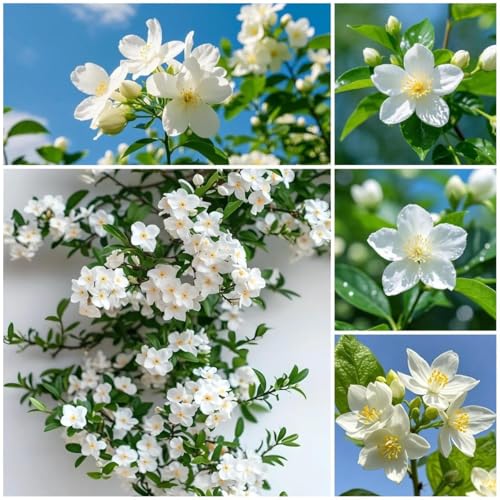 410 Climbing Jasmine Seeds for Planting - Fragrant White Flowering Vine - Perennial Evergreen Outdoor Garden Plant for Trellis Fence and Pergola