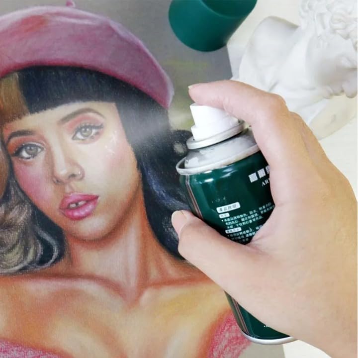 Image of Professional Art Fixative Spray, Clear Matte Varnish for Oil Acrylic Pastel & Charcoal, Non-Yellowing Fast Dry Protective Artwork Sealer, (300ML)