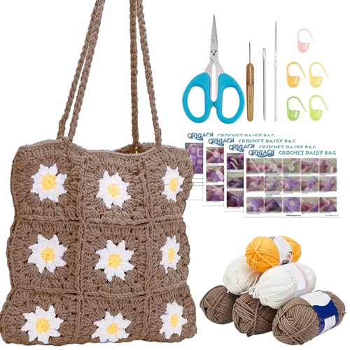 ORIGACH Kit de crochet pour adulte débutant, sac à bandoulière ca...