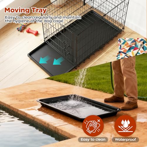 Image of BestPet | Dog Crate | 48 inch | Black | Foldable Metal Kennel with Single Doors