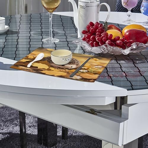 Sets de table imprimés hérisson | Lot de 6 pour cuisine et fête