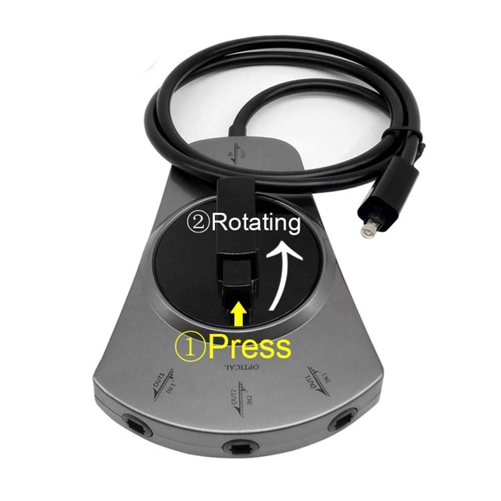 EMK Câble Optique Répartiteur 1in à 3out Diviseur Câbles Audio Optique Splitter Commutateurs Manuels Adaptateur Câble Toslink Câbles SPDIF Pour TV, DVD, Barre de son (Negro, 1 m)