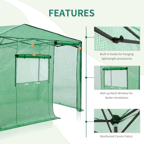 Image of EAGLE PEAK 6x8 Easy Setup Pop Up Greenhouse, Side Door Design, Clear /Green