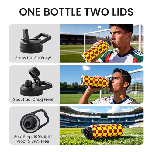 Image of RAYMYLO 2026 Soccer Biggest Event Edition Insulated Water Bottle 40 oz, Nation Flag Design, Best Souvenir & Gift for World Soccer Lover, Vacuum Stainless Steel (Cold for 36Hrs), Leak Proof & Non-BPA