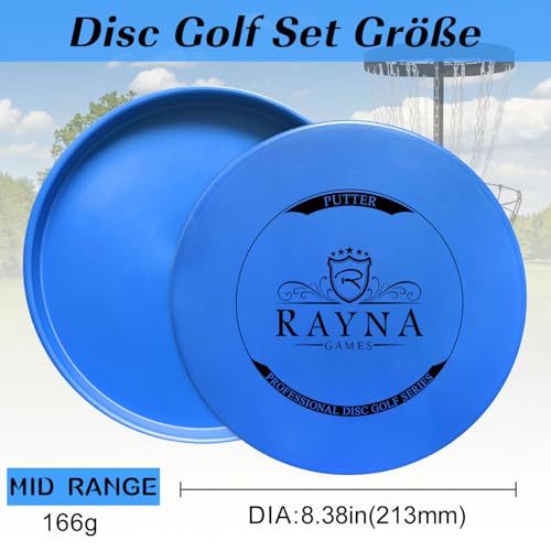 RAYNA GAMES 6 Stück Disc Golf Scheiben Set, Professional Disc Golf Set,Reguläre Größe Discgolf Scheibe für Erwachsene,Putter Midrange Driver Disc Perfect Outdoor Spiele