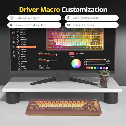 Image of surmen 75% Brown Wireless Mechanical Keyboard Tri-Mode for PC /Laptop | BT5.0 /2.4Ghz /USB,Hot-Swap,RGB Backlit,Creamy Sounding