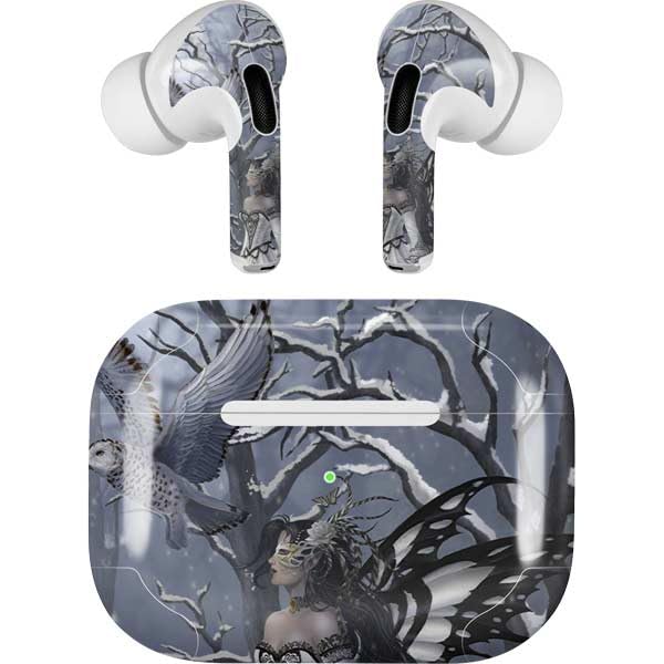 Skinit Decal Audio Skin Compatible with Apple AirPods Pro (2rd Gen, 2022) - Nene Thomas Fairy with Owl in Snow by Nene Thomas Design