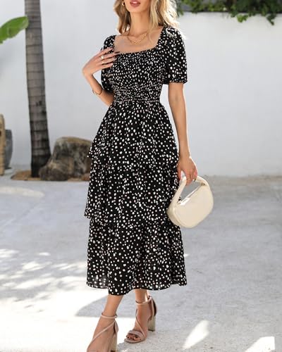 Image of BTFBM Womens Floral Smocked Summer Maxi Dresses