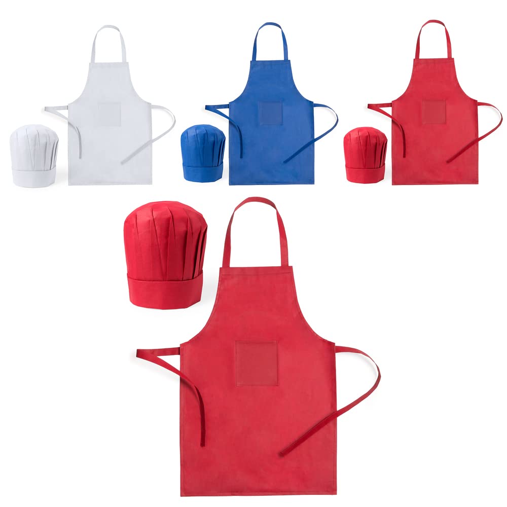 Tabliers De Cuisine Enfant ANTEVIA - Set Avec Toque - Taille Unique - Intissé Bleu - Fabriqué En France