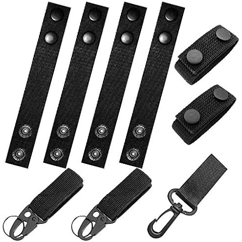 Sonku 6 Pcs Belt Keeper Double Snaps, Duty Belt Keeper for 2-2.25" Security Tactical Belt with 2 Pcs Webbing Key Ring and 1 Pcs Tactical Gear Belt Clip for Outdoor Sports Belt Fixing Cover
