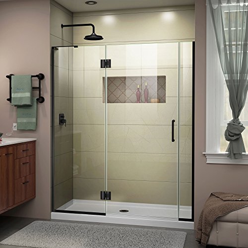 DreamLine Unidoor-X 57 1/2-58 in. W x 72 in. H Frameless Hinged Shower Door in Satin Black, D32706572L-09 #1