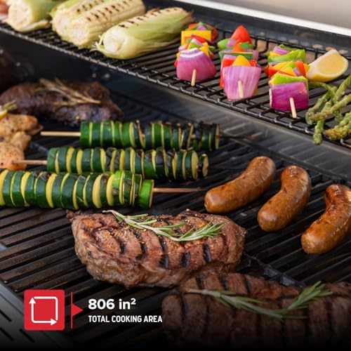 Image of Nexgrill Deluxe 6-Burner Propane Gas Grill with Ceramic Searing Side Burner, Stainless Steel Frame, Rotisserie Kit, 60,000 BTUs Output, BBQ Grill Perfect for Outdoor Gatherings - 720-0896X