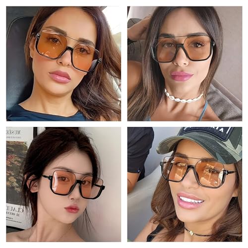 Heptagram Retro Oversized Aviator Sunglasses for Women Square Semi-Rimless Sun Glasses 70s Trendy Fashion Cute Shades2