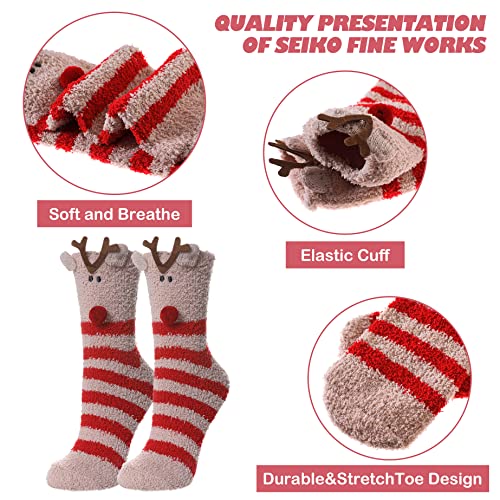 Image of LINEMIN Womens Fuzzy Socks Cozy Fluffy Winter Warm Slipper Socks Microfiber Soft Home Sleeping Socks