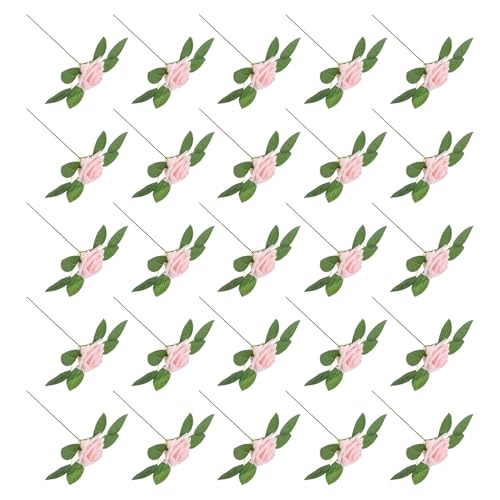 Gatuida Rosas Artificiales de Espuma con Tallos Desmontables 25 Piezas Rosa Ruborizado Flores Falsas para Decoración de Bodas Centros de Mesa Arreglos DIY y Eventos Obsequios