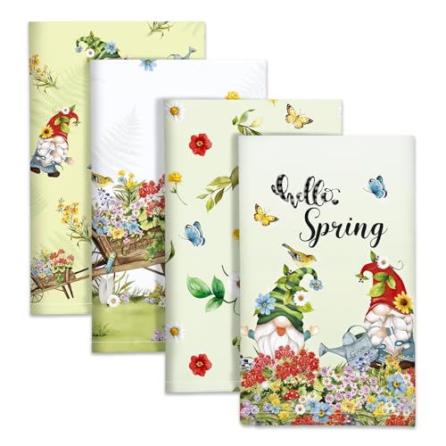 Arquiel Küchentücher Baumwolle 4 Stück, Geschirrtücher 100% Baumwolle GNOME Küchenhandtuch Set Multi-Purpose Hochwertige Küche Trockentuch Bar Handtücher 48 x 70CM