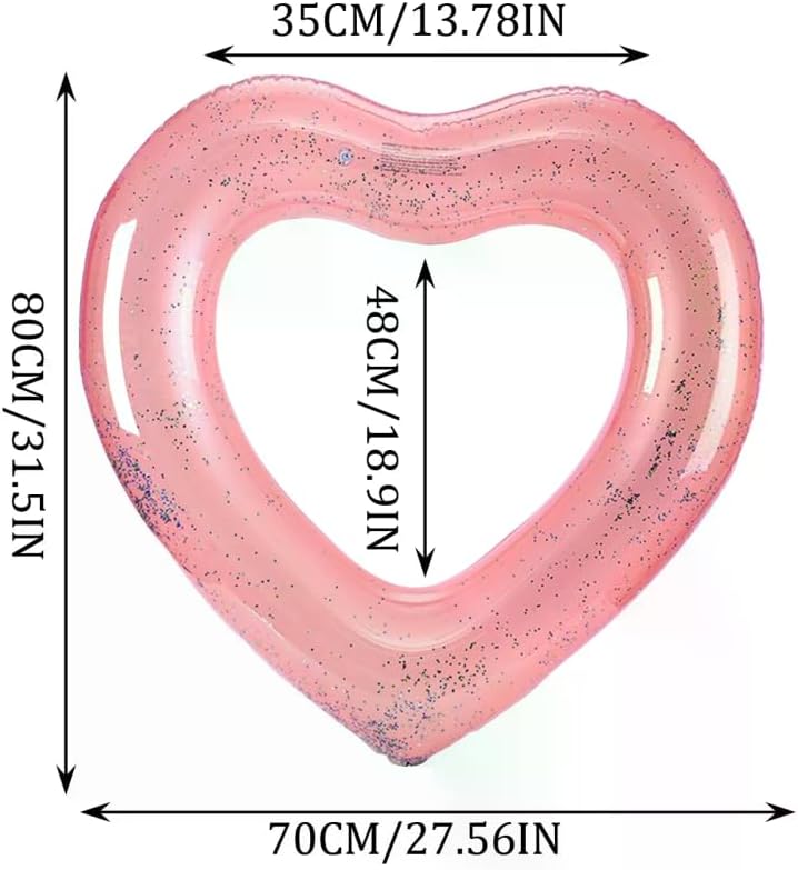 Heart Sequin Pool Float Swimming Circle Children Beach Inflatable Floating Swimming Ring Pet Inflatable Mattress Swimming Circle - Color: A