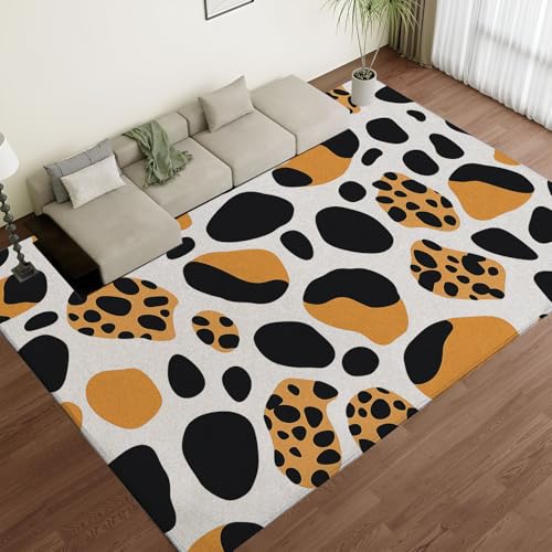 Tapis en peluche douce antidérapant et lavable à motif léopard