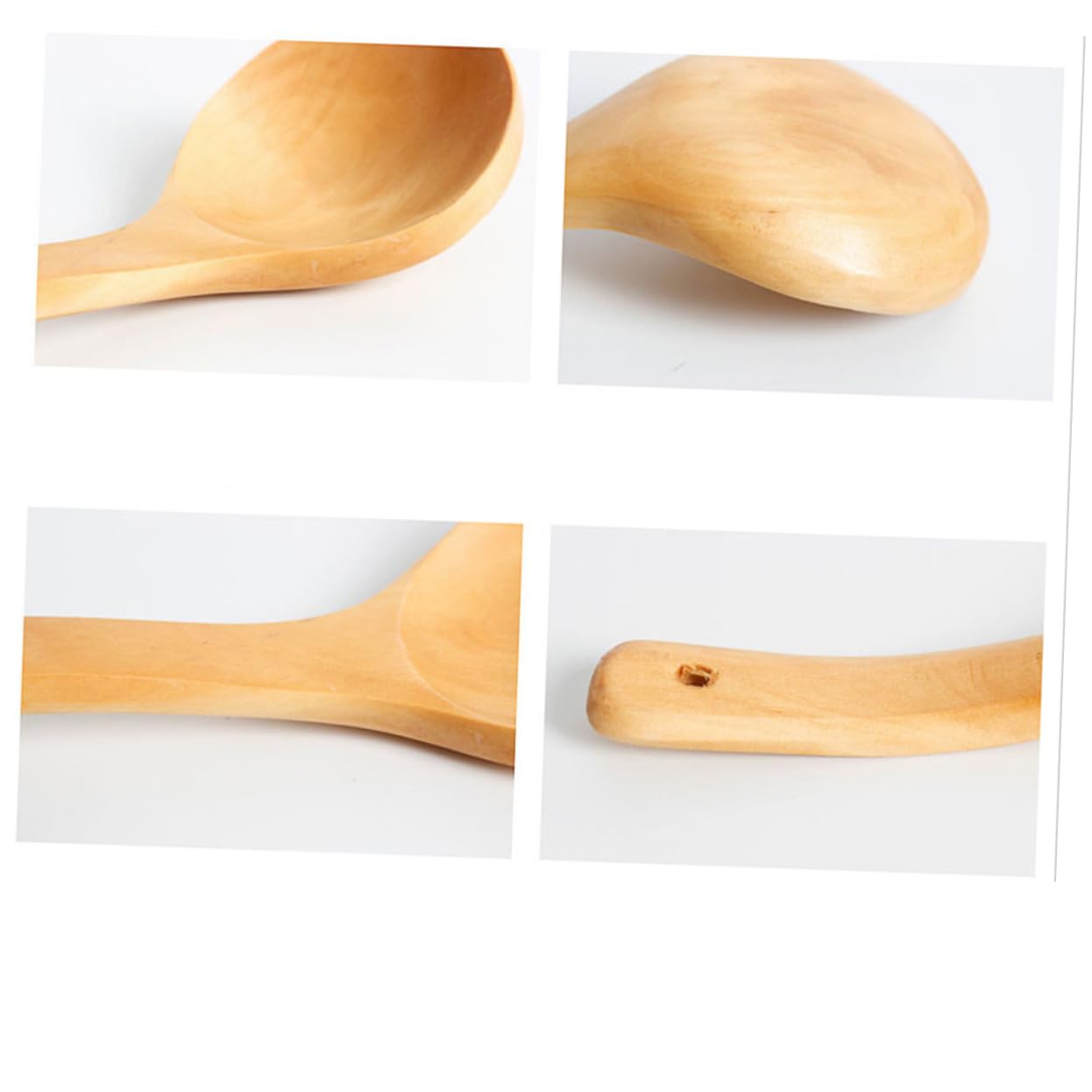 SOLUSTRE 3pcs Burlywood Serving Spoons Solid Wood Kitchen Utensil Small Tableware for Home Restaurant for Soups Desserts More Safe