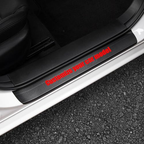 LEXLEY For Dodge Charger Challenger Durango SRT,Customize Your Car Model,Leather Door Sill Protector,Scuff Plate Cover-RED