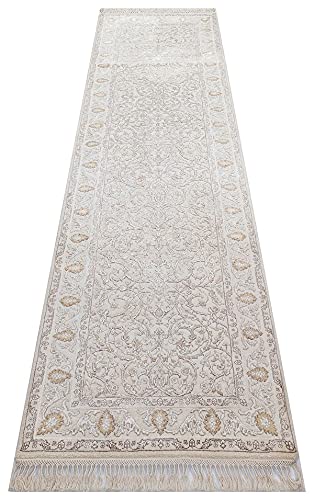 Versailles 790-A Chemin de table fait main Ivoire/ivoire 80 x 300 cm 2,40 m²