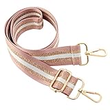 Youteer Adjustable Shoulder Crossbody Bag Strap Gold Buckle Replacement Handbag Strap Wide Purse Strap with Leather Pink Stripe