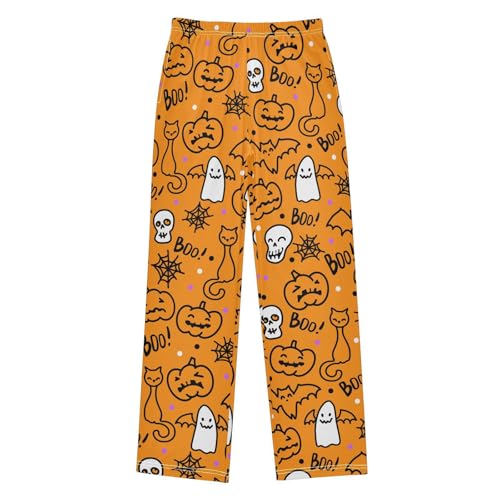 Devil Pumpkin Cat Boo Boys Long Pants Soft Trousers Elastic Waist Kids Lounge Bottoms with Pockets S-XL - Main Image