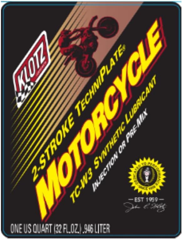 Klotz Motorcycle & Dirt Bike TechniPlate Synthetic Premix/Injector Oil Lubricant for 2-Stroke TC-W3 Engines – 4 Quarts, KL-302