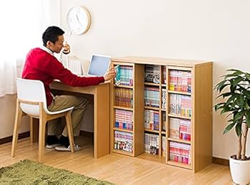 Amazon｜スライド本棚 幅90 全段B6 スライド式 コミック収納